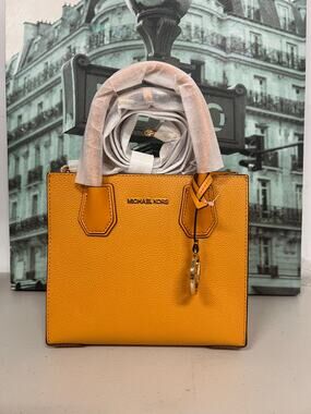 Michael Kors Mercier Yellow Pebbled Leather Handbag 35S1GM9M2L